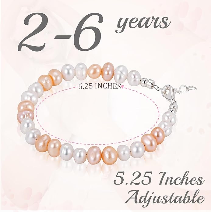 Freshwater Cultured Pearl Bracelet, Sterling Silver Jewelry. Toddler Bracelets for Girls, Toddler Girl Birthday Gifts, Keepsake Baby Girl gift