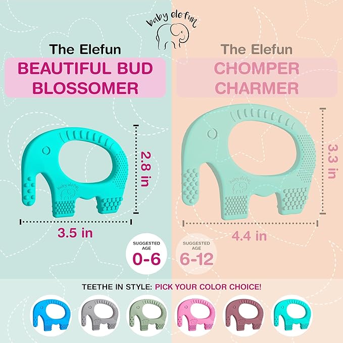 Teething Ring for Babies 0-6 Months - 5X Pain Relief Smart Teether - Zero Developmental Delay Silicone Teether - Cute Infant Chew Toy, Shower Gift