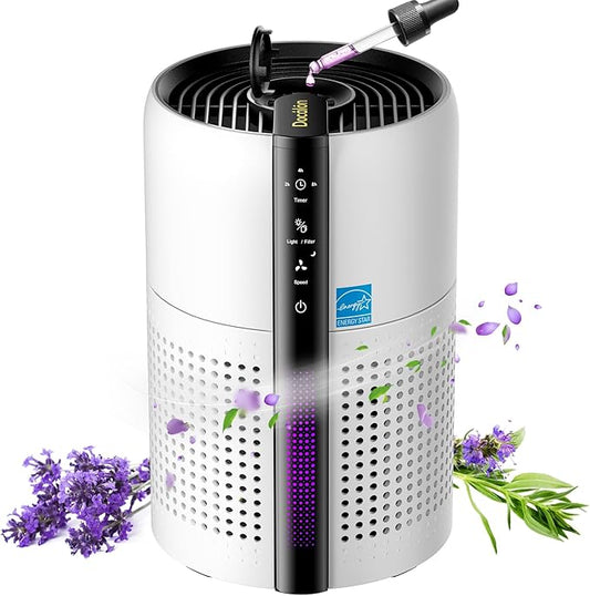 Air Purifier for Bedroom With Reusable True 13 Filter, Covers up to 1800 Sq Ft. 4 Honeycomb Color Light for Baby Pet Hair Allergies Dust Smoke Odor,22dB Sleep Mode,AH085-White