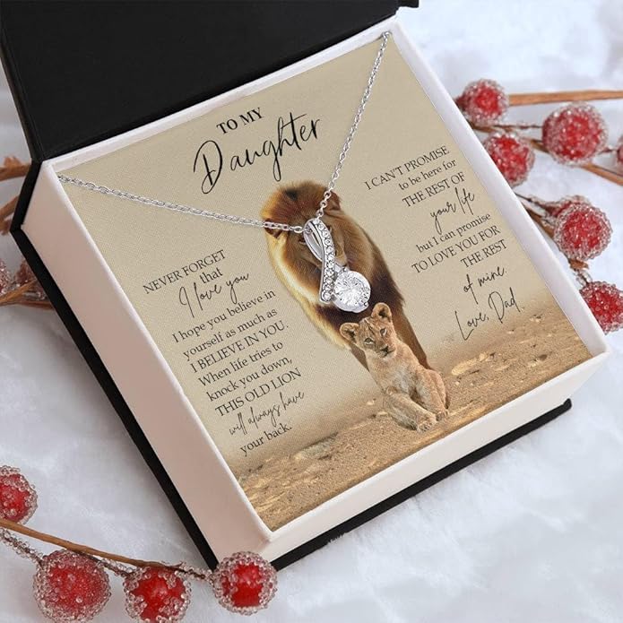 To My Daughter Gift Necklace From Dad or Mom - Badass Daughter Jewelry With Heartfelt Message & Elegant Box