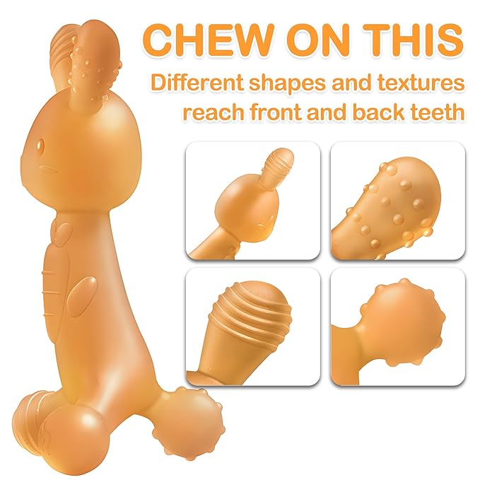 WAJIAYON Easter Bunny 2 Pack Amber Oil Baby Teething Toys for Babies,Silicone Baby teethers for Babies 3 Months+,Rabbit Freezer BPA Free Soft and Textured Chew Infant Toys Gifts for Boys and Girls