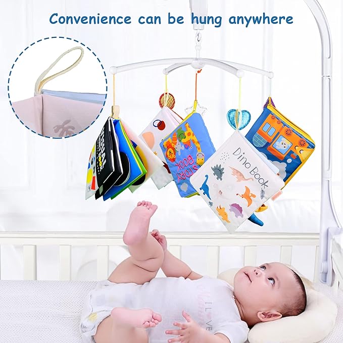 Richgv Interactive Baby Books, 2 Pack Touch & Feel Crinkle Books, Newborn Toys for Boys, 6-12 Months