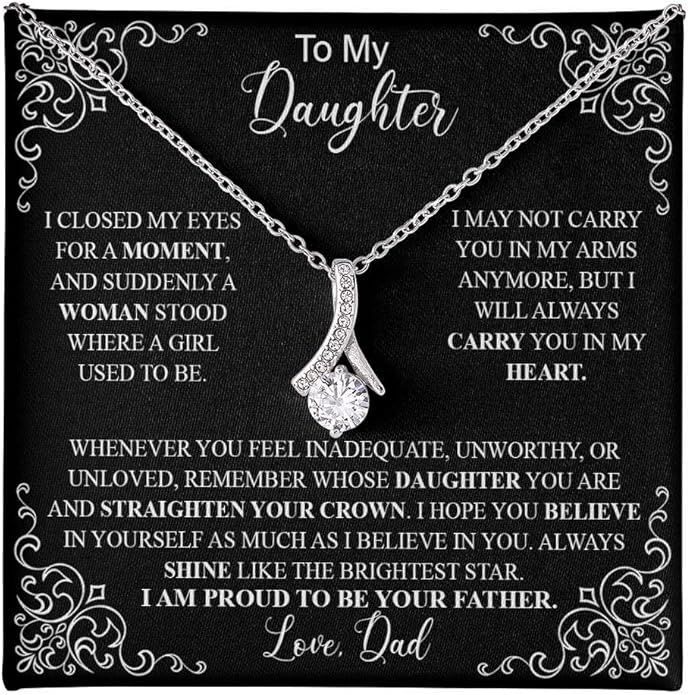 To My Daughter Gift Necklace From Dad or Mom - Badass Daughter Jewelry With Heartfelt Message & Elegant Box