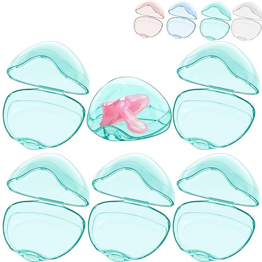 Smlpuame Pacifier Case,6 Pack BPA Free Pacifier Holder Case,Transparent Container Box for Baby Binky（Not Included),Essential Pacifier Accessories,Alway Keep Paci Clean,Easy to Clean(Green)