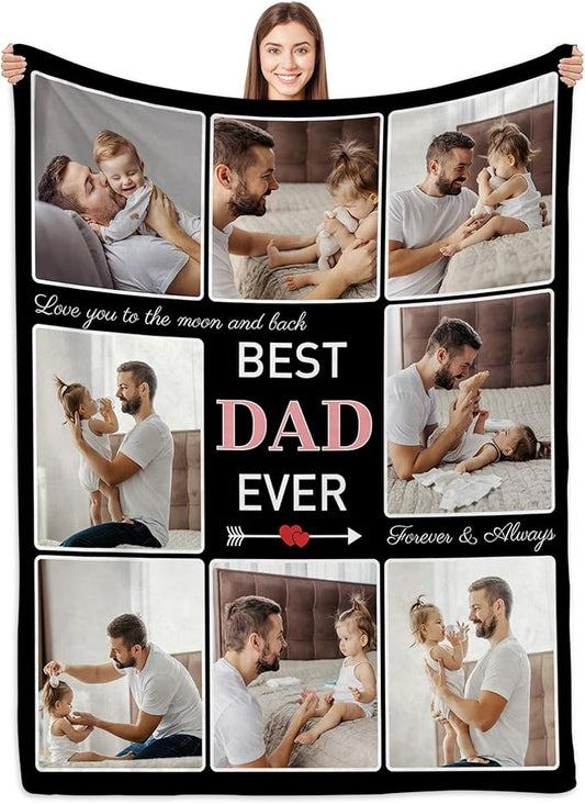 Custom Dad Blankets with Photos - Perfect Dad Gifts for Birthday, Christmas from Daughter