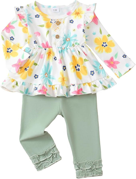 Baby Girl Clothes Toddler Girl Outfits Ruffle Shirt Pants Cute Infant Outfit Set Baby Girl Fall Winter Clothes