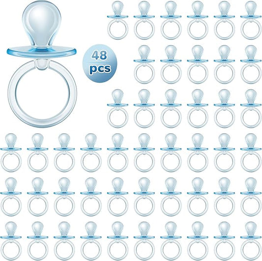 Jetec 48 Pieces 2.5 Inch Acrylic Baby Pacifiers Gender Reveal Party Decorations for DIY Baby Shower Birthday Party Favors(Blue)