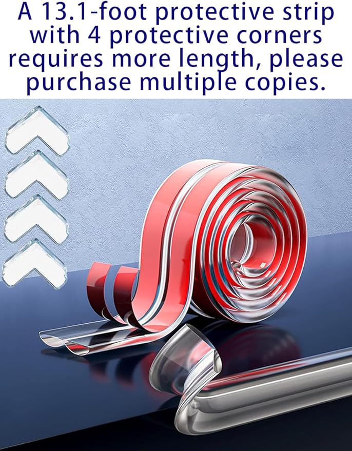 Edge Protector Strip, Corner Protector Baby,Corner Protectors for Furniture with3M Adhesiveft，Crib Rail Covers for Teething Safe for Table, Fireplace (0.8x0.8 in Width 13.1 ft Length)
