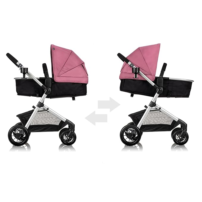 Evenflo Pivot Modular Travel System with SafeMax Rear-Facing Infant Car Seat (Dusty Rose Pink)