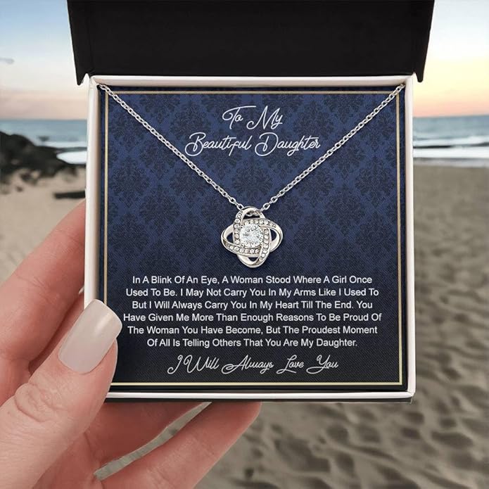To My Daughter Gift Necklace From Dad or Mom - Badass Daughter Jewelry With Heartfelt Message & Elegant Box