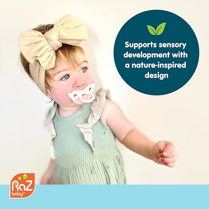 RaZbaby Dragon RaZbuddy w/RaZberry Teething Relief Pacifier – Soothes Sore Gums w/Nature-Inspired Texture, 100% BPA-Free Silicone Teether, Detachable Stuffed Animal – 3 Months+ Teether, Mint