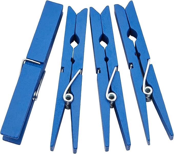 Juvale Wooden Clothes Pins - 100 Pack, Navy Blue - Mini Clothespins & Wooden Clips for Laundry, Crafts & Photo Clips
