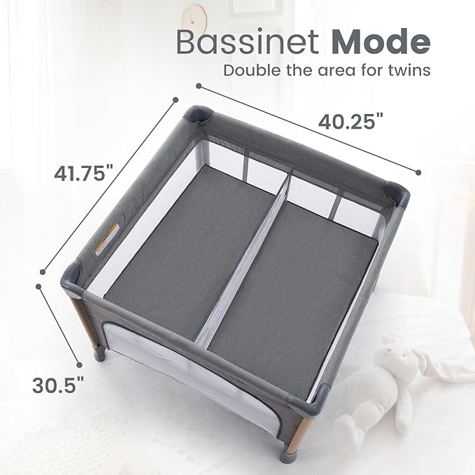 Twins Bassinet Portable Crib for Baby, Portable Babe Playpen