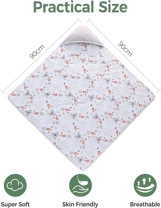 Miracle Baby Car Seat Blanket for Babies, Minky Dot Carseat Swaddle Blankets for Infants Newborn Boys and Girls (Koala)