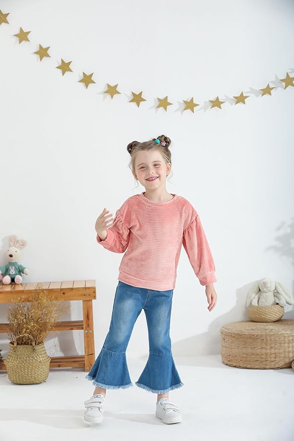 Mioglrie Toddler Girl Clothes Little Girl Denims Outfits Jeans Pants Set Little Baby Toddler Baby Clothes for Girl