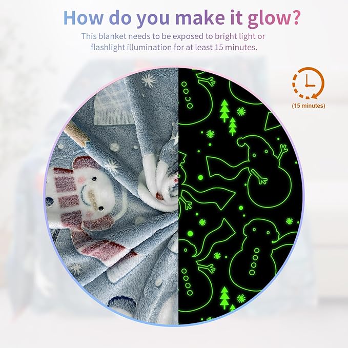 TEHALK Glow in The Dark Blankets for Kids - 50"x60" Personalized Baby & Toddler Blankets