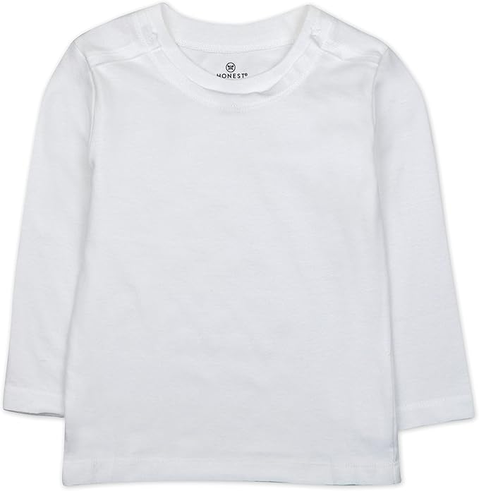 HonestBaby 5-Pack Long Sleeve T Shirts 100% Organic Cotton for Toddler, Little Kids Boys, Girls