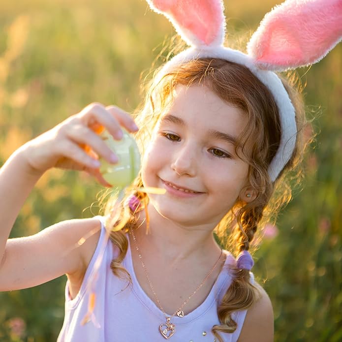 Unicorn Necklace Gifts for Girls Kids - Colorful CZ Heart Initial Necklaces Unicorn Necklace for Girls Jewelry Birthday Gifts for Little Girl Kids