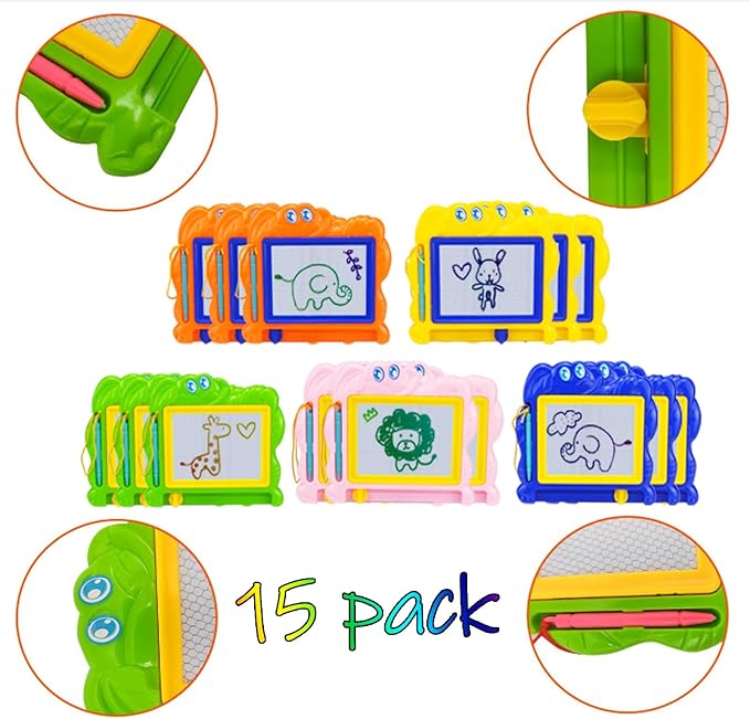 Hymaz 15 Pack Mini Magnetic Drawing Board for Kids, Colorful Doodle Drawing Board for Toddlers 1-3, Erasable Doodle Sketch Tablet Writing Pad for Boys Girls Classroom Rewards Party Favors Bag Stuffers