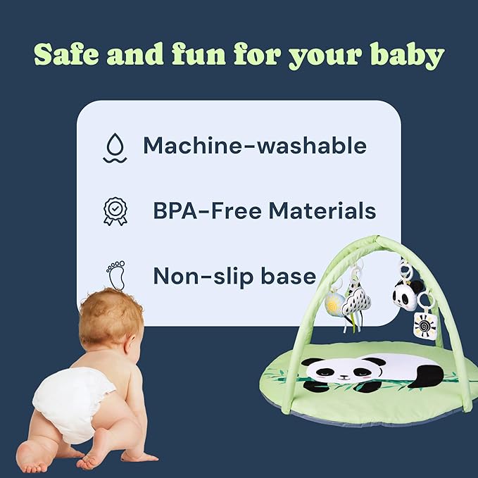 Todale Baby Play Gym with Toys - Activity Mat, Tummy Time Panda, Convertible Floor Gym & Mobile Baby Activity Center, Infant & Newborn, Boys & Girls Gifts, 0-36 Months - Newborn Essentials Must Haves