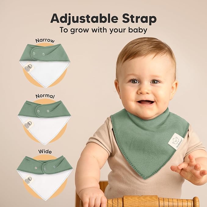 8-Pack Organic Baby Bandana Bibs for Boys, Girls - Super Absorbent Triangle Baby Bibs for Drooling and Teething Infant, 100% Cotton Extra Soft for Newborn, Infant 0-36 Months (Daybreak)