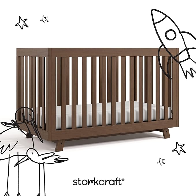 Storkcraft Beckett Grow-with-Me Convertible Crib (Hazelnut) – GREENGUARD Gold Certified, Converts to Toddler Bed & Daybed, Fits Standard Crib Mattress, Easy-to-Assemble