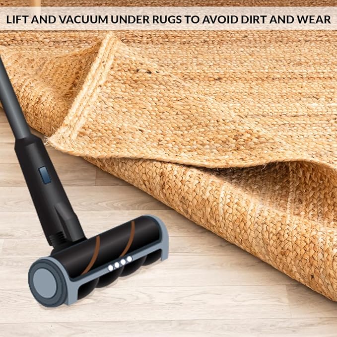 HOMEMONDE Reversible Oval Jute Area Rug - 5 x 8 ft Hand Woven Natural Fiber - Farmhouse Braided Rugs for Dining Room/Hallway/Office/Kitchen/Bedroom (Natural)