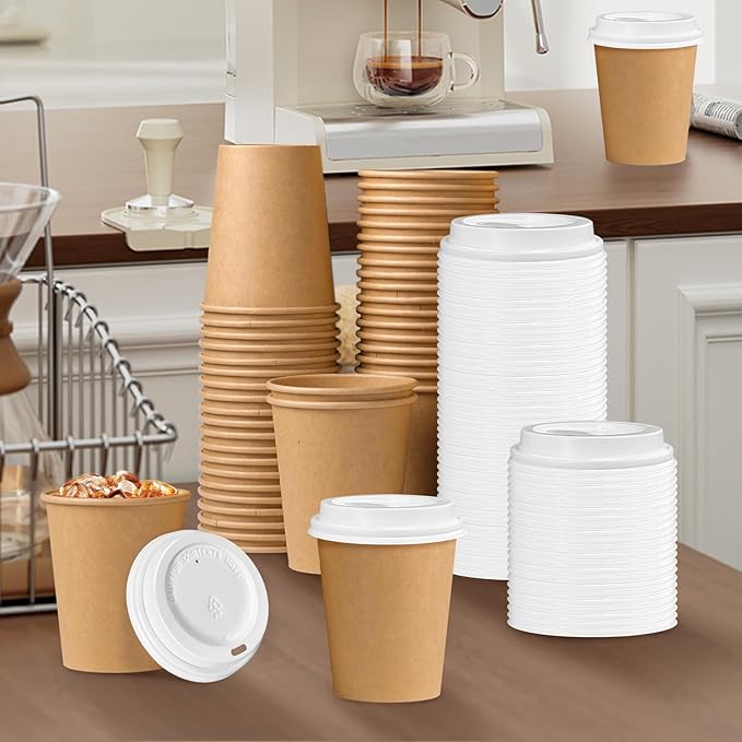 240 Pack Coffee Cup Lids, Disposable Coffee Lid, Leak Proof Plastic Lids for 10, 12, 16, 20, 24 oz Paper Cups, Hot Cup Lid 3.54 Inches/90 mm Diameter