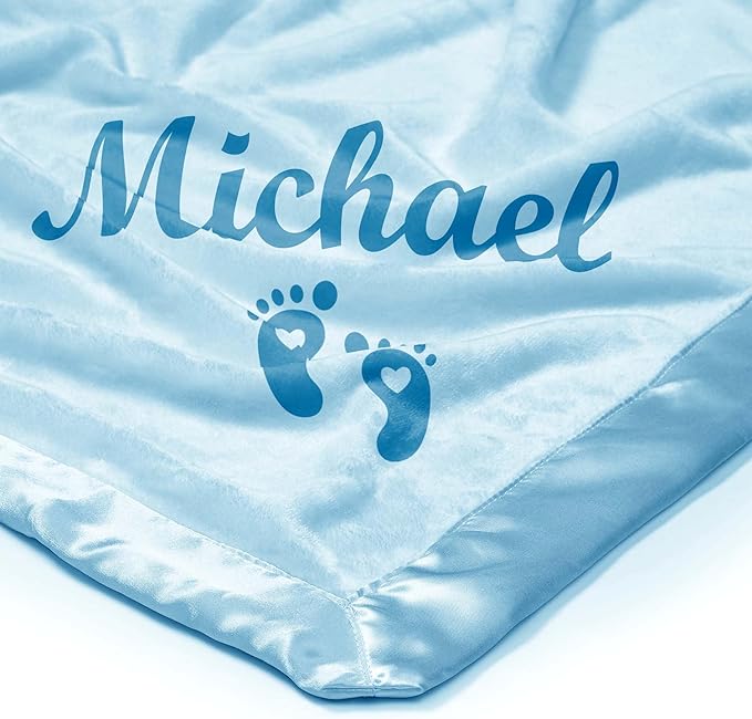 Personalized Baby Blanket with Name, Custom Flannel Swaddle Blankets, Customized Receiving Blanket for Boys, Baby Shower Birthday for Newborn - Blue(36" x 36")