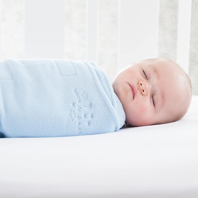 HALO Micro-Fleece Sleepsack Swaddle, 3-Way Adjustable Swaddle Blanket for Newborn and Infants, TOG 3.0 for Cold Climates, Hip Healthy, Baby Blue, Small, 3-6 Months