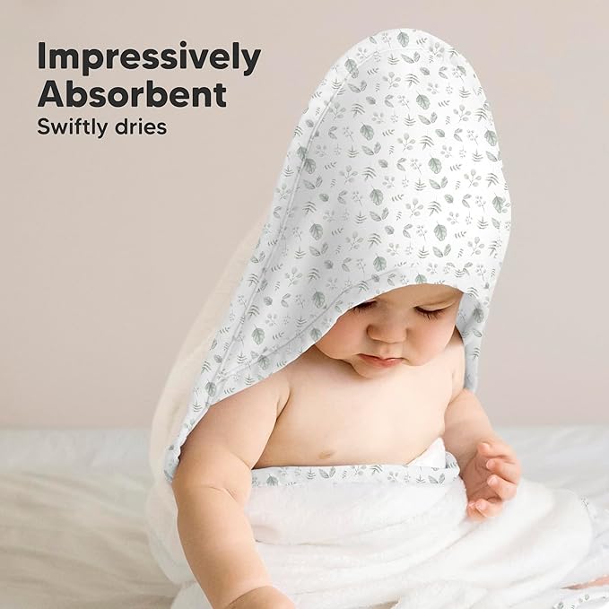 KeaBabies Hooded Baby Towel for Newborn - Viscose Derived from Bamboo Large Baby Bath Towels with Hood for Boys, Girls, Toddler, Extra Absorbent & Soft Newborn Bath Essentials (Laurel)