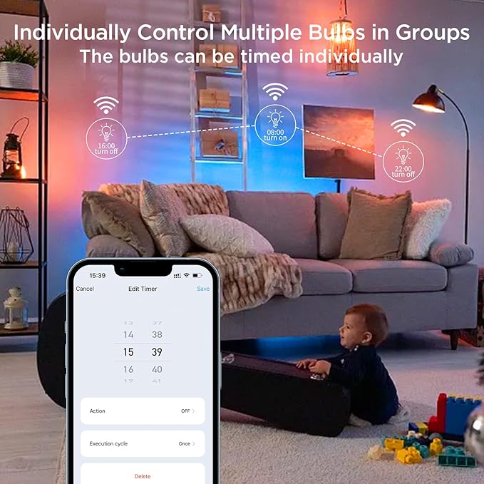 I-SHUNFA Wi-Fi RGBCW Smart G9 LED Bulbs,Compatible with Alexa/Google Home,Multicolour Dimmable,2700K-6500K,4W,400LM AC 120V,Brightness Adjustable 1%-100%,with Musical Rhythm LED Light Bulb,3 Pack