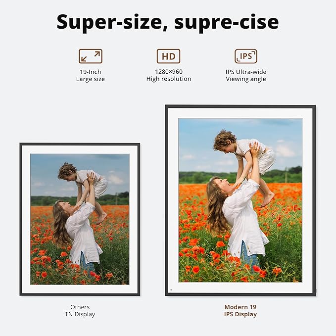 Dragon Touch Digital Picture Frame - 19 Inch WiFi Large Digital Photo Frame with 64GB Storage, FHD Screen, Easy Setup to Share Photos or Videos Remotely via Vphoto App from Anywhere(Not Touchscreen)