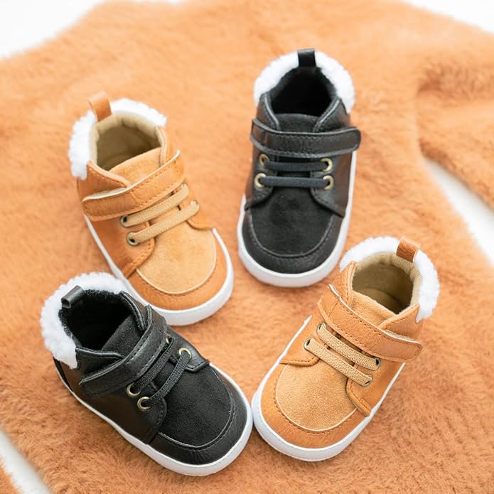 CENCIRILY Baby Boys Girls High Top Sneakers Soft Soles Anti Skid Infant Ankle Shoes Toddler Prewalker First Walking Crib Shoes