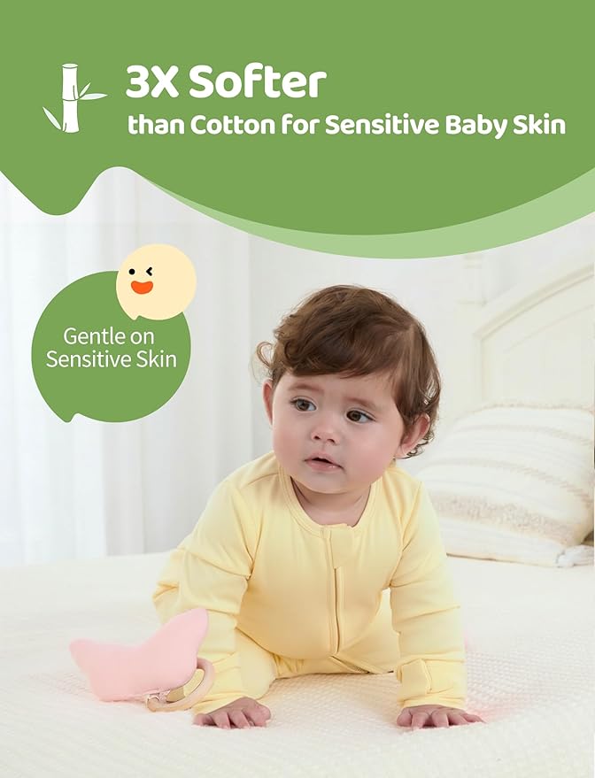 PATPAT Baby Footies Boys Girls - Bamboo Viscose - Zipper & Non-Slip Soles Romper Mitten - Footed & Footless Infant Clothes