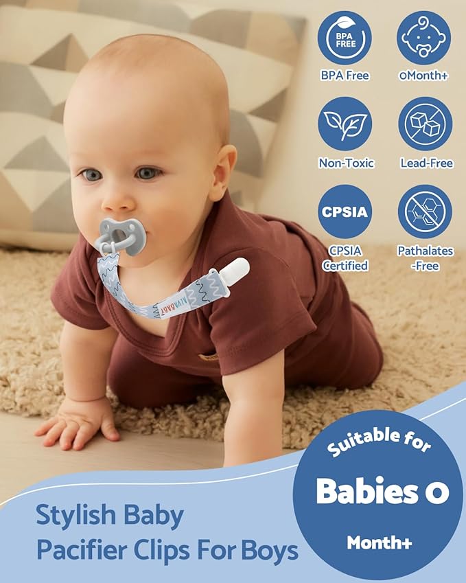 ALVABABY Baby Pacifier Clips for Girls Pacifier Universal Holder Leash Pacifier Clip Binky Holder 8 Pack 8DP12