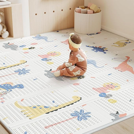 Baby Play Mat Foldable Baby Floor Play Mat 0.6" Thick Soft Foam Playmat for Babies Reversible Waterproof Padded Baby Girl Play Mat Portable Baby Crawling Mat for Indoor Outdoor(70"*78"*0.6")