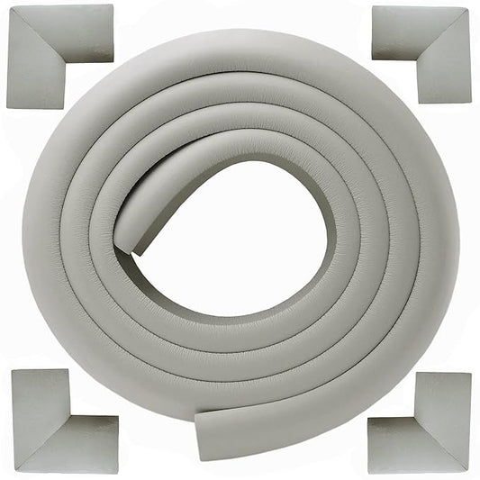M2cbridge L Shape Extra Thick Furniture Table Edge Protectors Foam Baby Safety Bumper Guard 6.5 Ft (Grey with 4 Corners)