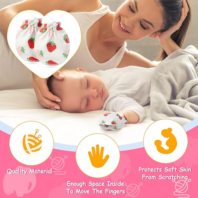 Geyoga 40 Pairs Newborn Baby Mittens No Scratch Mittens Soft Elastic Infant Baby Gloves for 0-6 Months