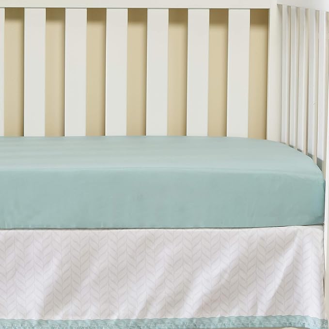 Precious Moments Noah’s Ark Fitted Crib Sheet 2 Pack for Baby Boy by Everyday Kids; 1 Animals on the Ark Printed Crib Sheet and 1 Solid Bright Green; Adorable Wildlife Elephants, Giraffes, Bears Print