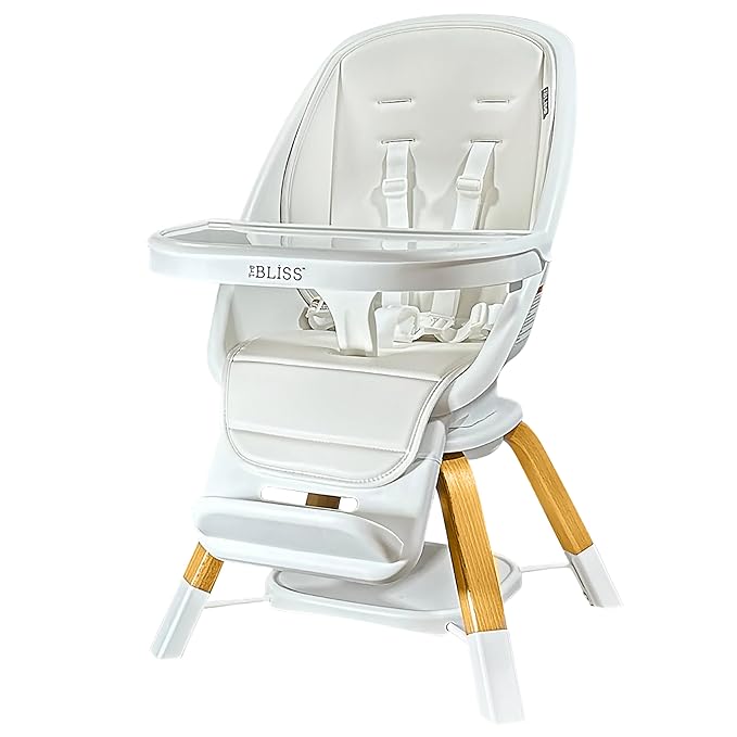 Turn-A-Tot High Chair for Babies and Toddlers, 2 in 1 Wooden Portable Baby Feeder or Adjustable Child's Seat with 360 Degree Swivel, Removable Tray, and Pad (Cream)