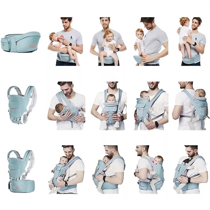 Baby Carrier, Ergonomic 6-in-1 Baby Carrier with Hip Seat for Newborn Infant Toddler, Adjustable Detachable Baby Holder Carrier for Dad Mom