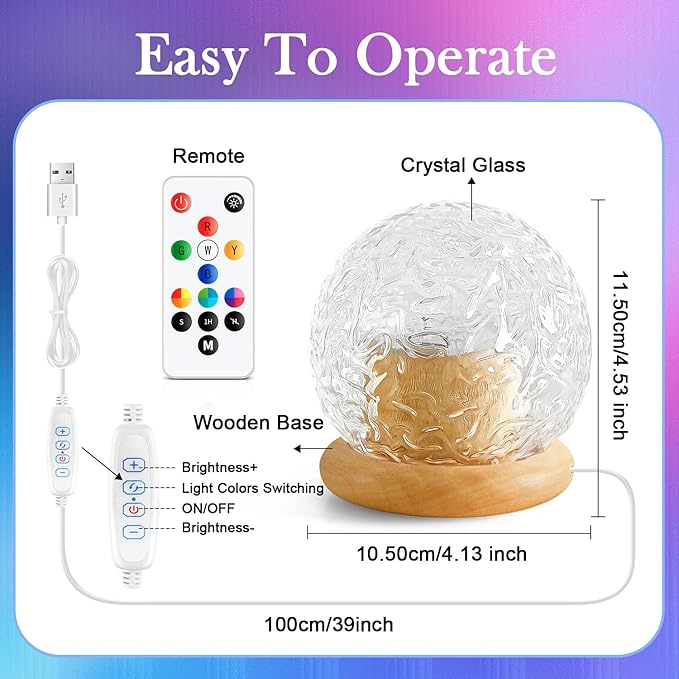 Mood Lighting Crystal Lamp,18-Color Changing Lamp Ocean Light Projector for Bedroom,Dimmable Night Light Projector Ambient Lighting,Remote Sensory Lights Warm Lighting Ocean Room Decor for Teen Gifts