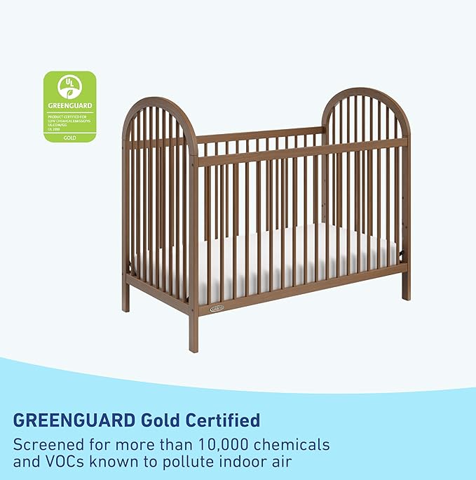 Graco Olivia Convertible Crib (Hazelnut) – GREENGUARD Gold Certified, 100% Solid Wood, Fits Standard Crib Mattress, Converts to Toddler Bed and Daybed, 4 Adjustable Mattress Heights