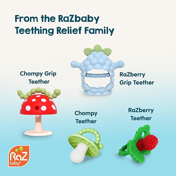 RaZbaby Bites Silicone Baby Teething Toy – Sensory Toy with Textured BerryBumps for Teething Relief, Easy-to-Hold Fruit Shape, BPA-Free, Soothes Front & Back Teeth – Gift for Babies, 3 Months+, Pink