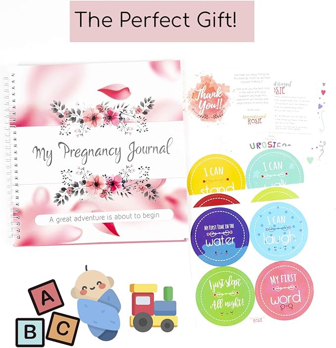 My Pregnancy Journal and Baby Memory Book with Stickers - Baby Scrapbook and Photo Album - Perfect Pregnancy Gifts for First Time Moms - Pregnancy Journal Memory Book