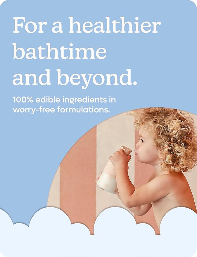 100% Edible Ingredients - All Natural Baby Wash and Shampoo Lavender + Organic Baby Lotion SET - 12 FL OZ Good for Sensitive Skin or Eczema - Non Toxic - Fragrance Free (Set of 2)