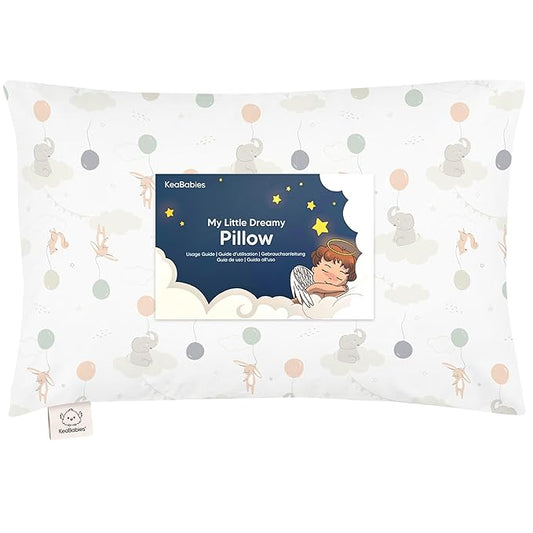 Toddler Pillow with Pillowcase - 13x18 My Little Dreamy Kids Travel Bed Pillows for Sleeping, Organic Cotton Small Pillowcase, Soft & Breathable, Machine Washable, Toddlers 2-5 Years Old (Escapade)