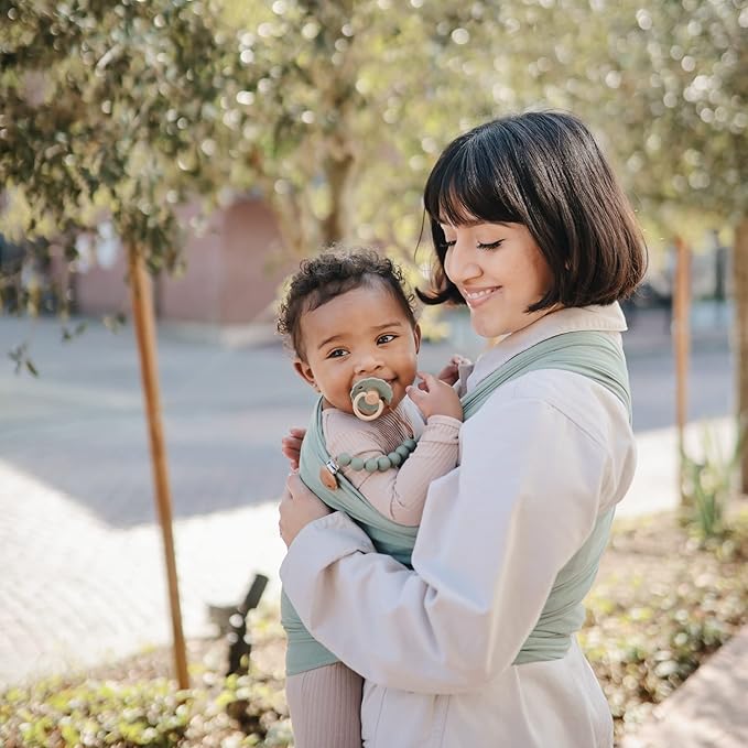 FRIGG Daisy Natural Rubber Baby Pacifier | Made in Denmark | BPA-Free (Willow/Croissant, 0-6 Months) 2-Pack