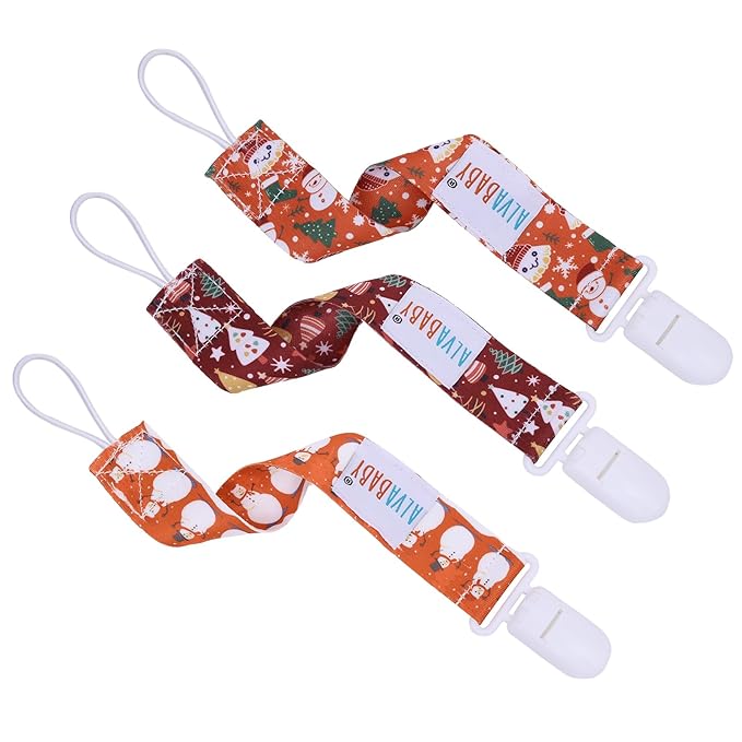 ALVABABY Pacifier Clip 8 Pack Binky Paci Clip Holder Leashes for Newborn Baby Boys Girls Christmas 8DBP04-DA